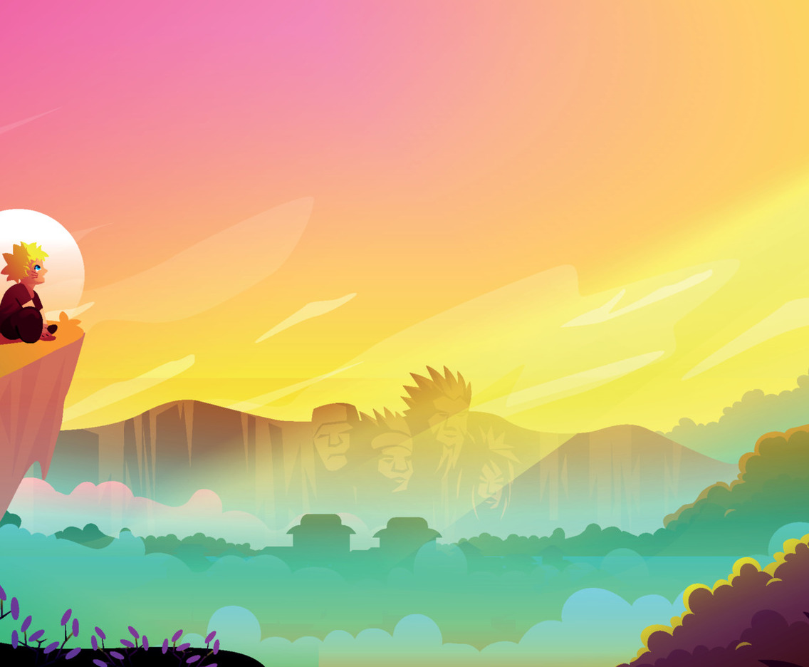 A Kid Relaxing on a Cliff Watching the Dusk Landscape Background