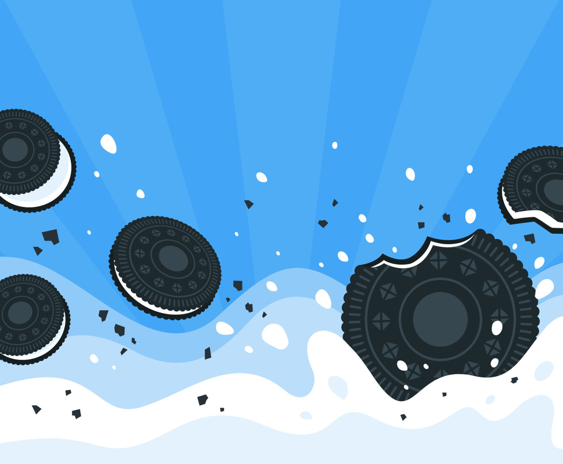 Black Cookies and Milk Splash Background