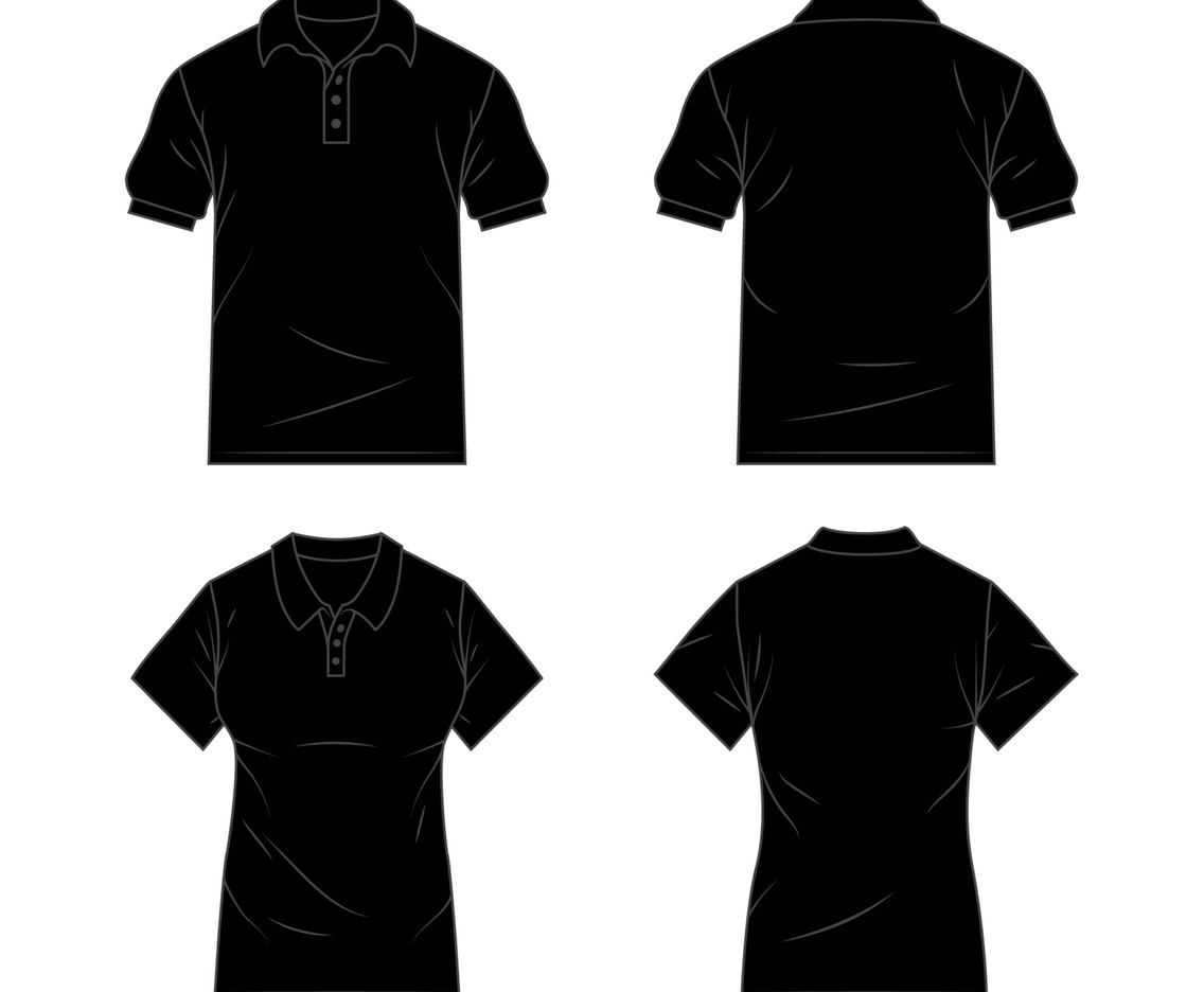 Set of Outlined Polo Black Tshirt Template