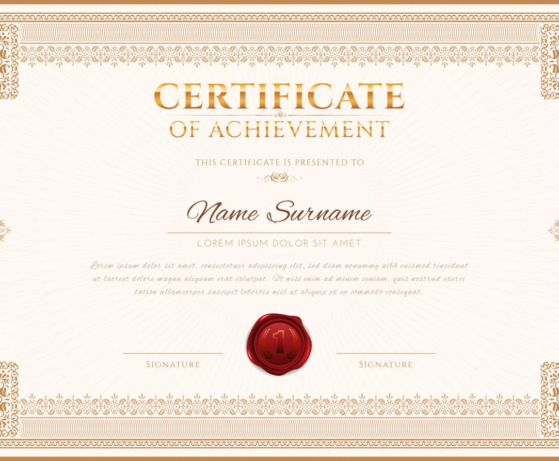 Professional Certificate of Achievement for Education Template