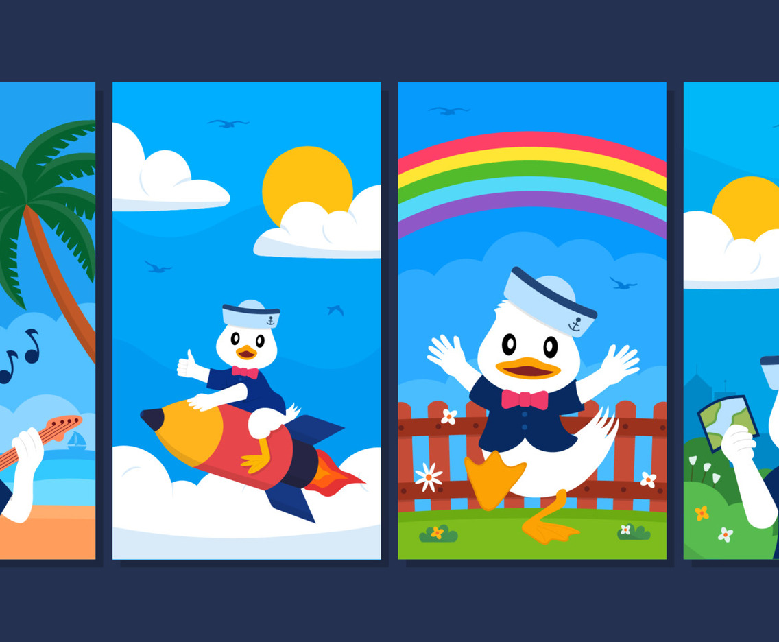 Cute Duck Social Media Templates Collection Set