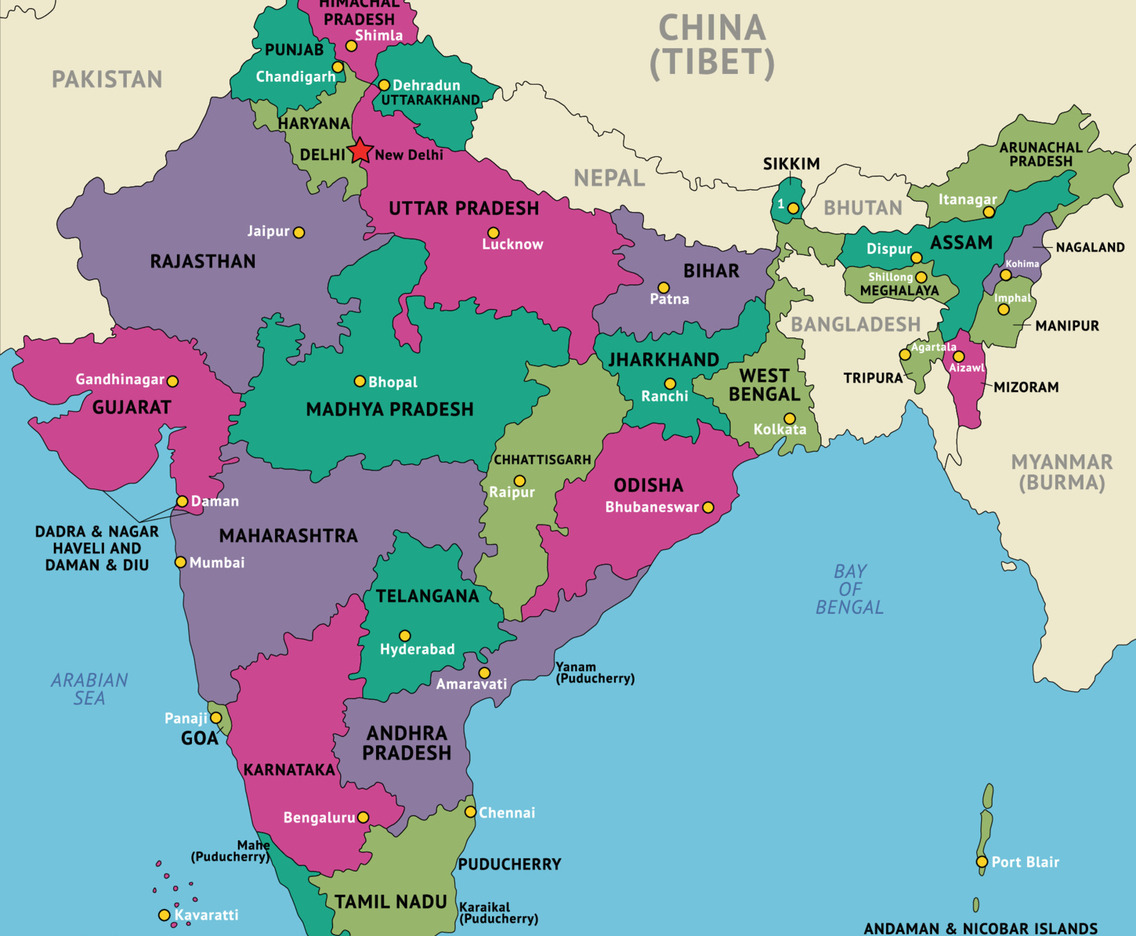 Colorful Country Map India