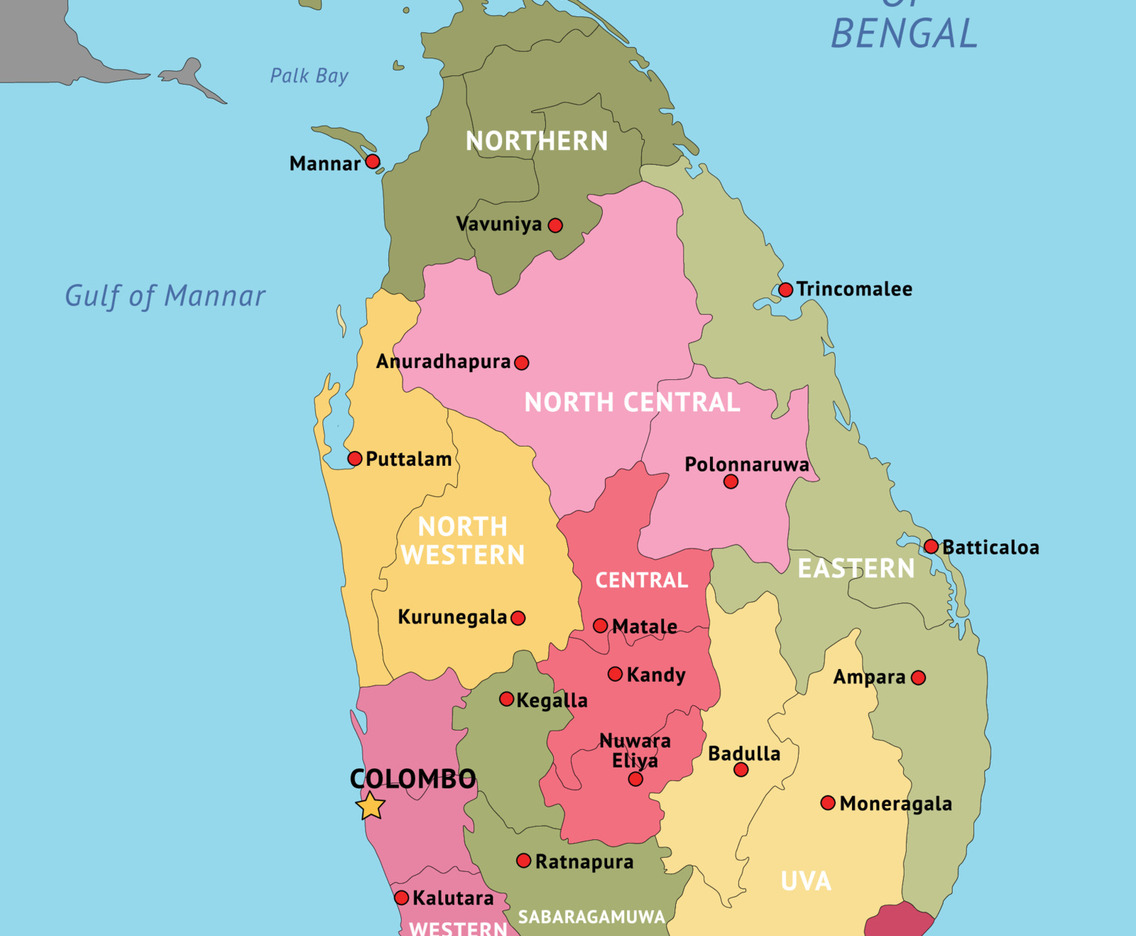 Colorful Country Map Srilanka