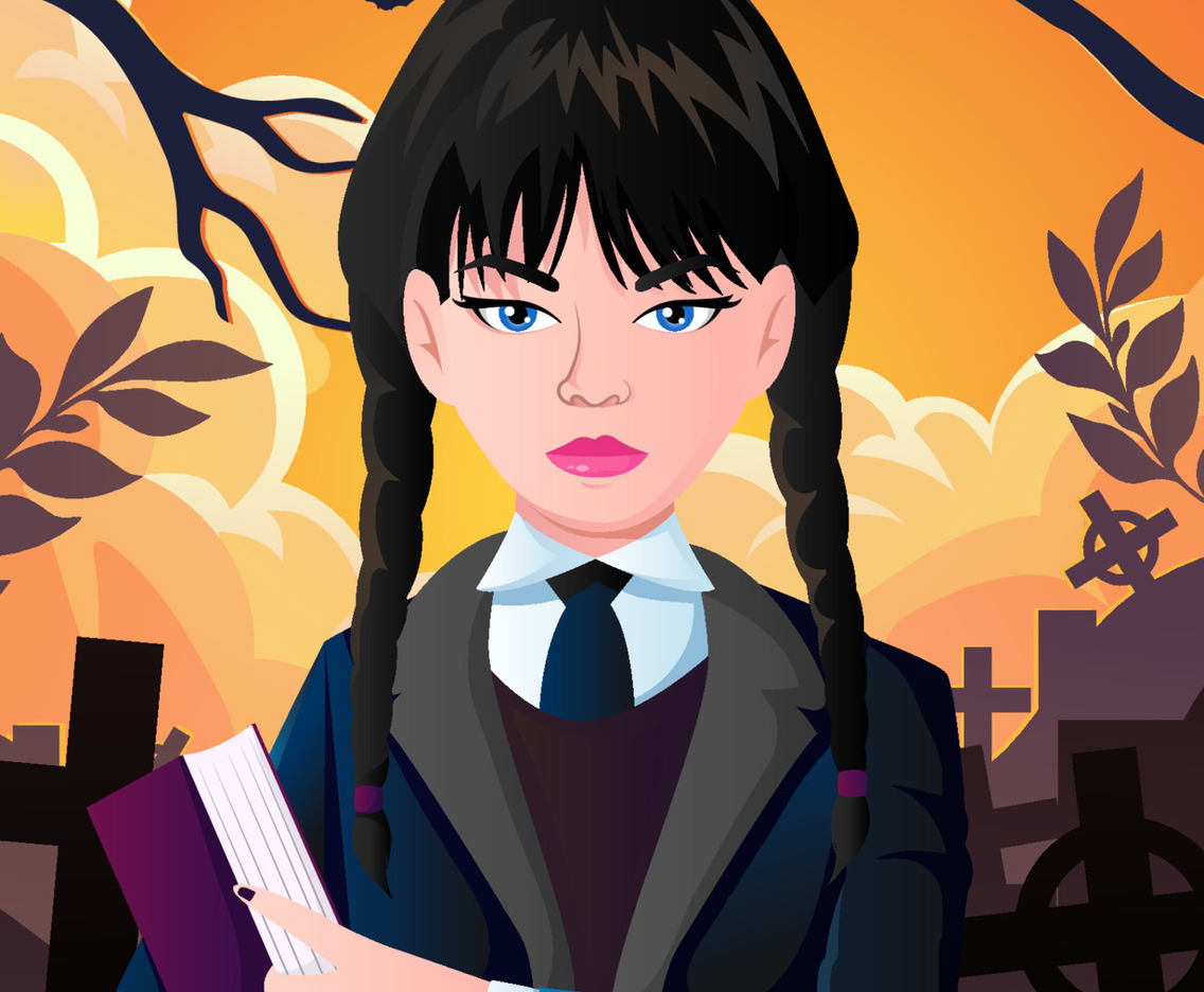 A Girl Holding Book at The Cemetery Concept