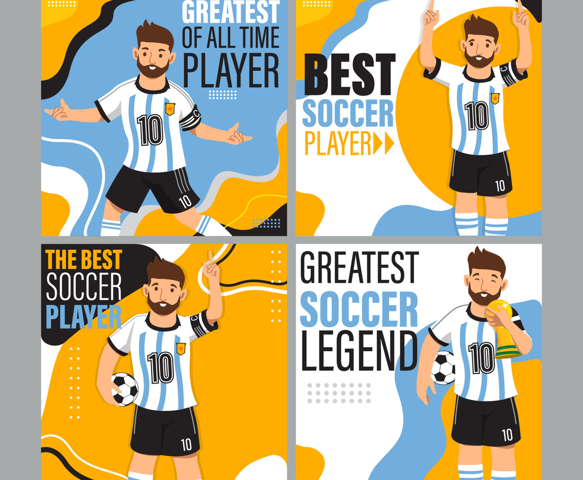 Set of Soccer Social Media Post