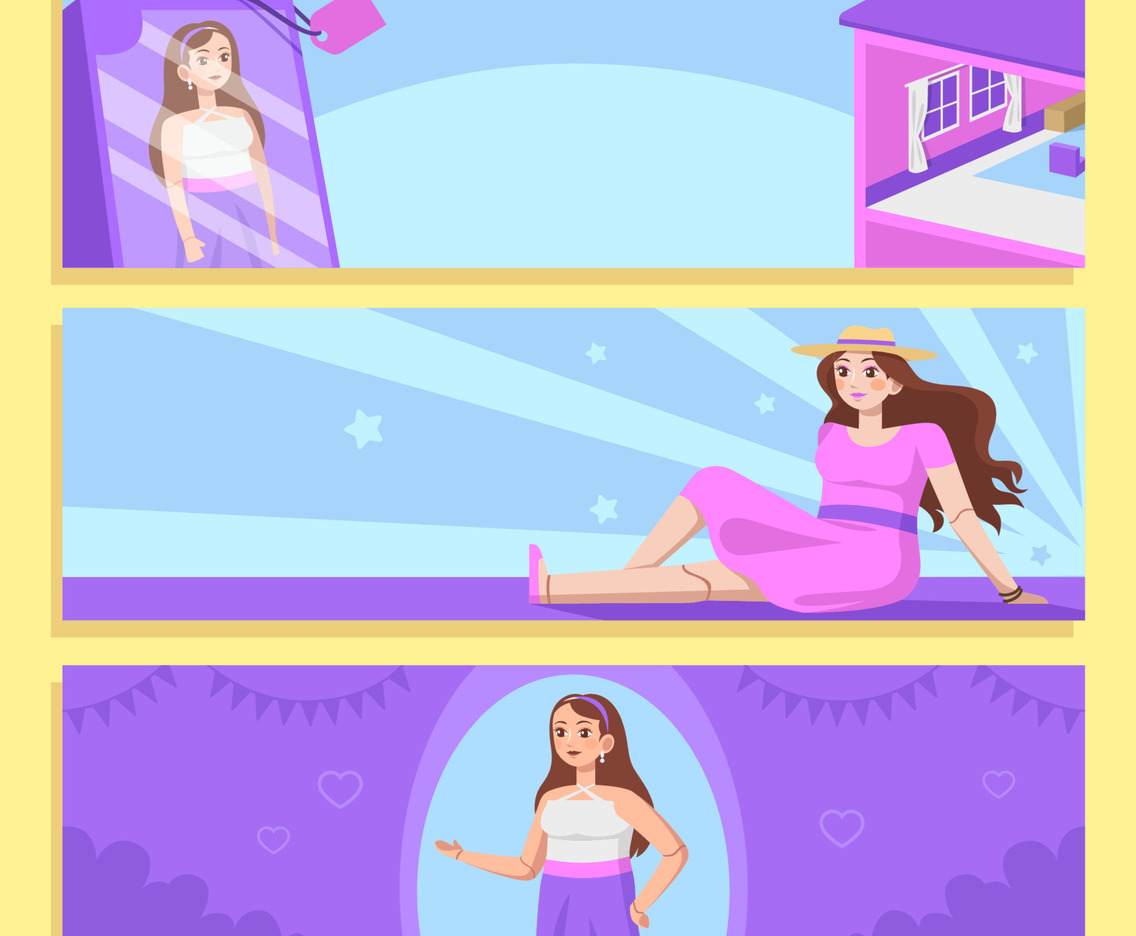 Set of Pretty Doll Banner Template