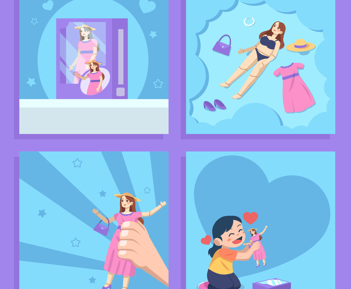 Girl with Pretty Doll Social Media Post Template