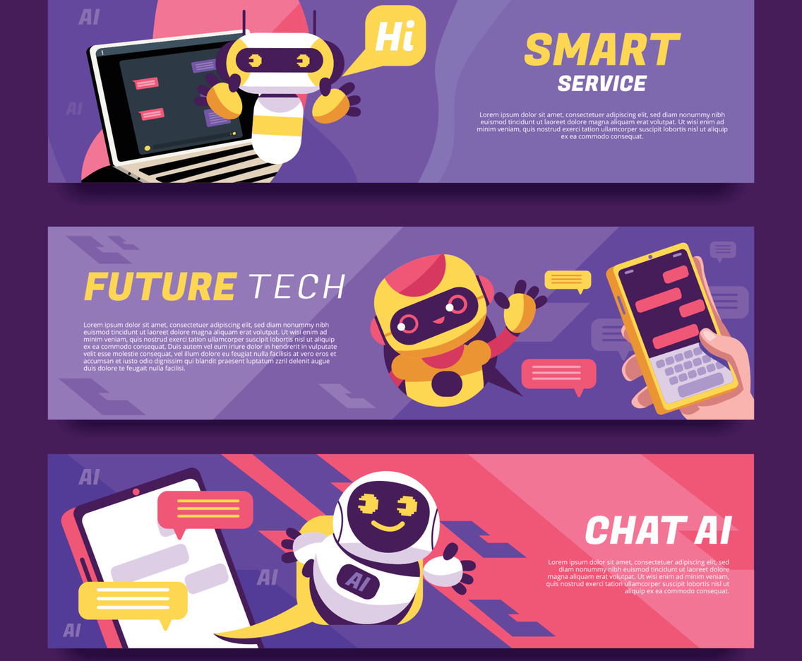Fun Futuristic Chat Ai Horizontal Banner