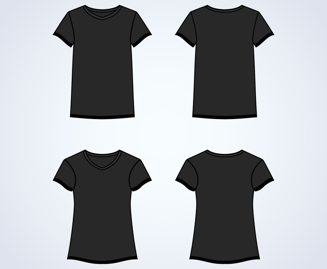 Outline T-Shirt Black Mock Up