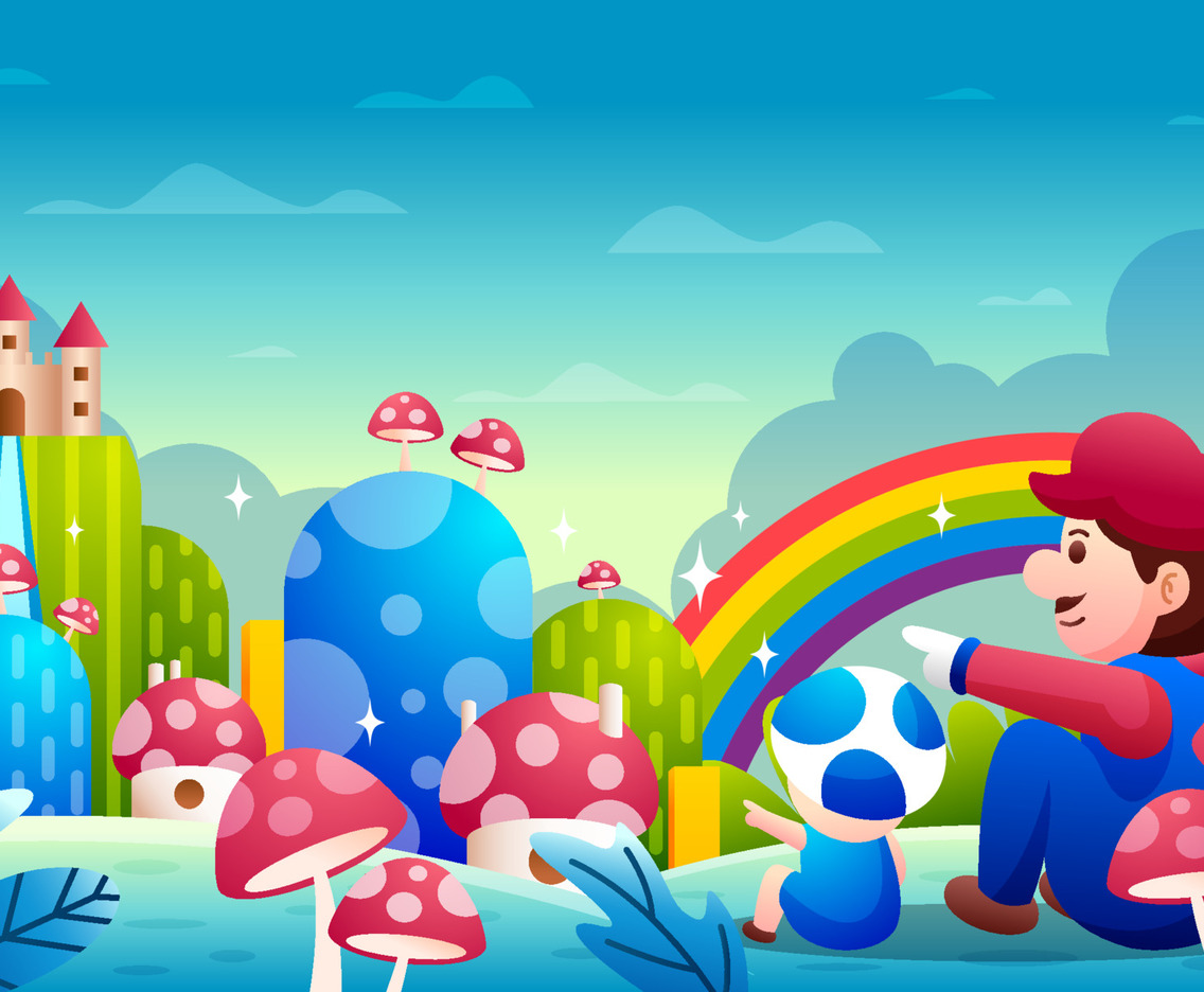 A Plumber with Mushroom Background