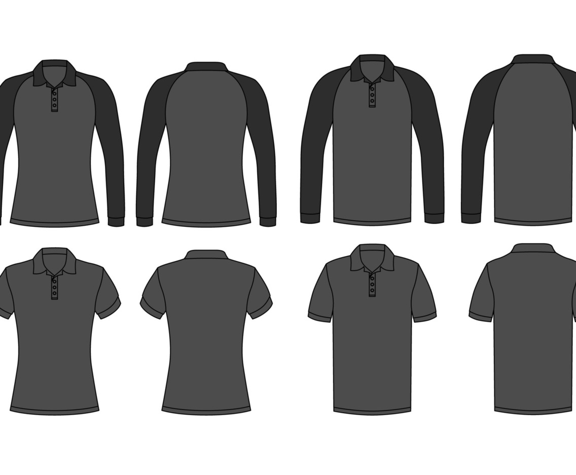Women Black Polo Shirt With Long And Short Sleeve Mock Up Template