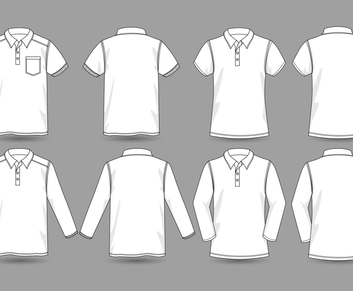 White Polo Shirt Mockup Template with Outline