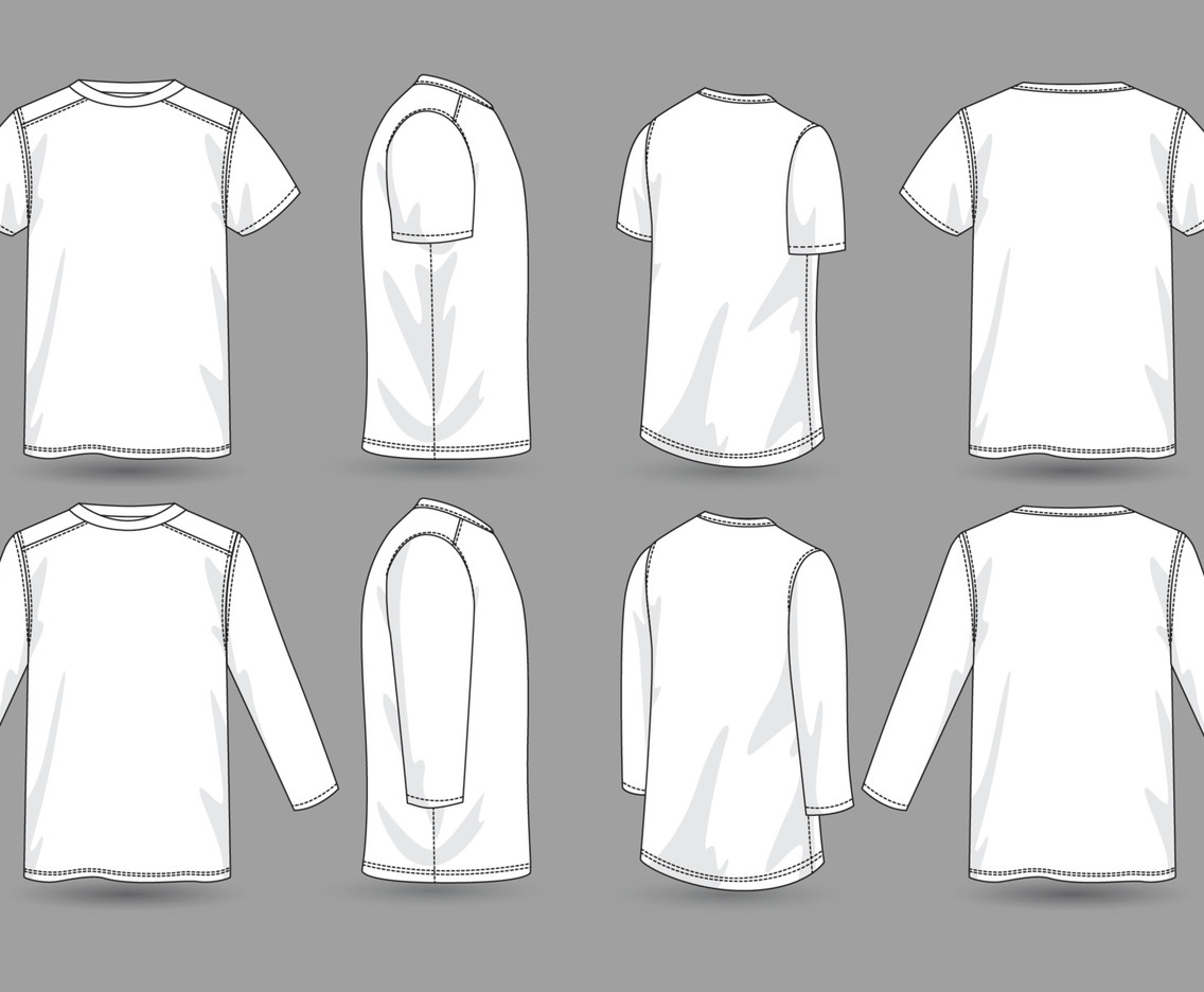 Outline T-shirt in Long and Short Sleeve Mock Up