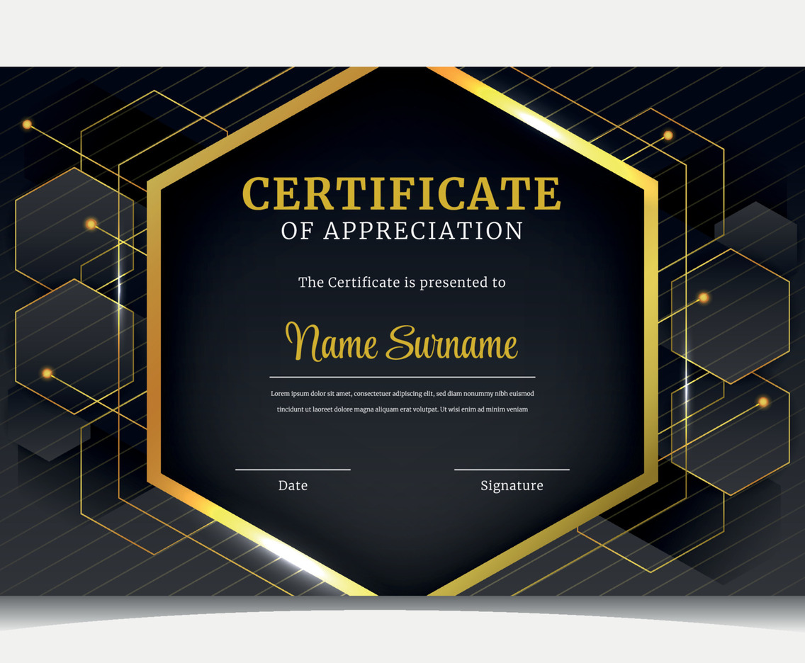 Black and Gold Creative Certificate of Appreciation