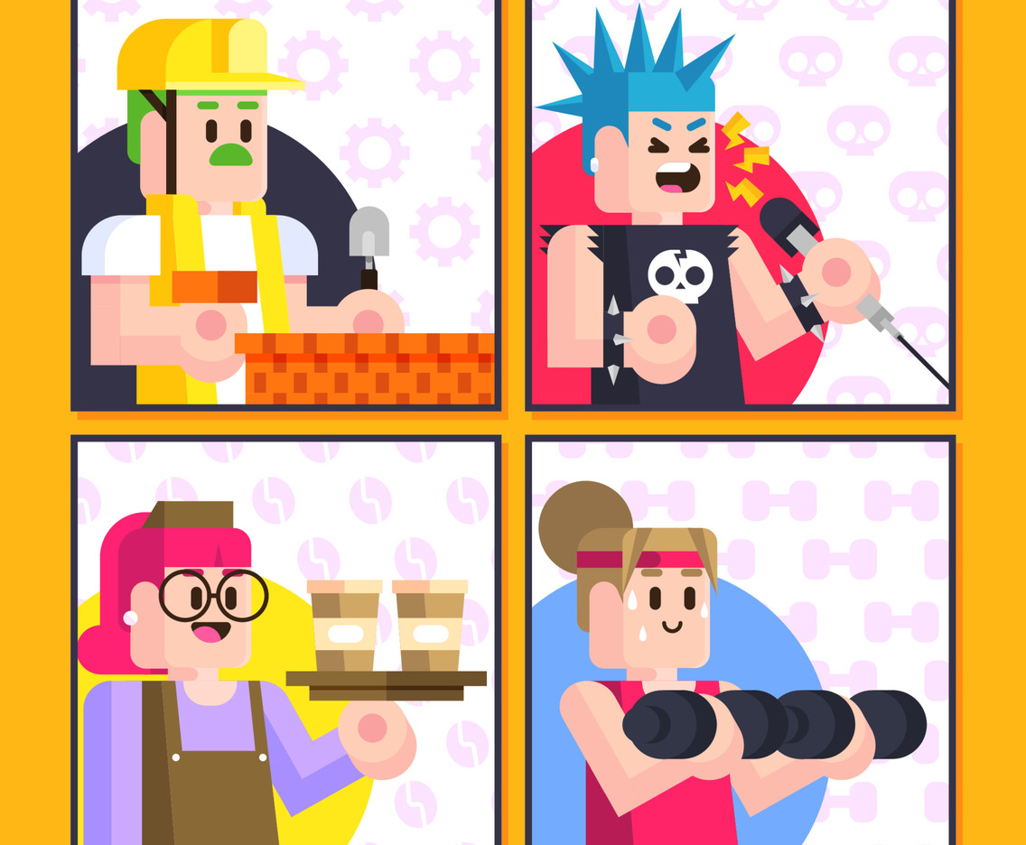 Characters With Various Activities Social Media Template