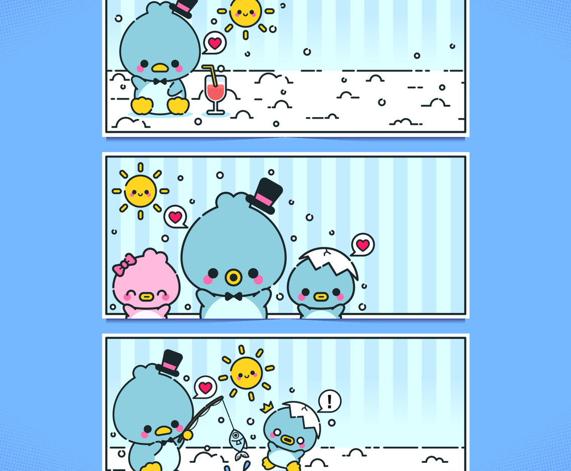 Cute Penguin Family Playing In The Snow Horizontal Banner