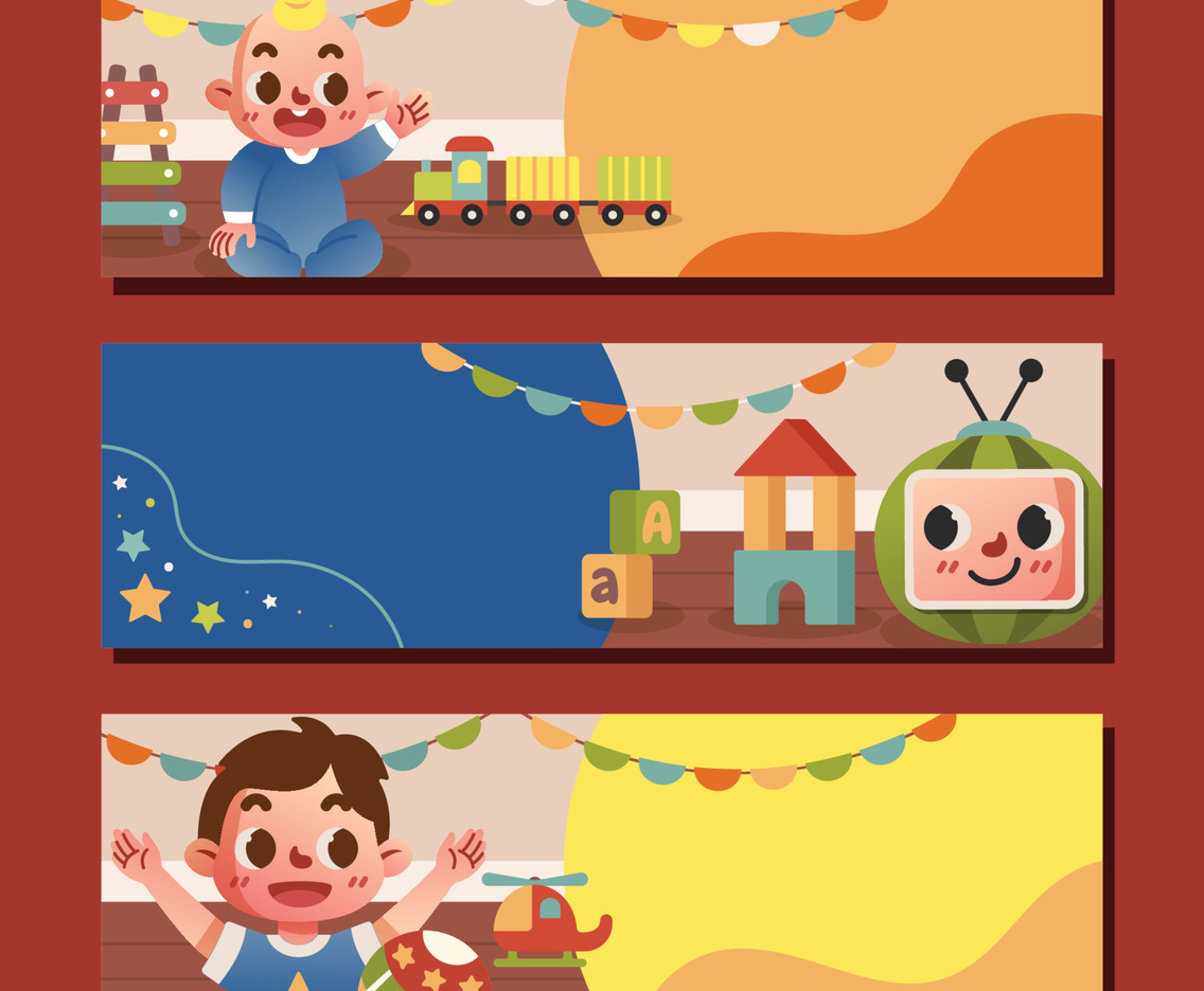 Cheerful Toddler Horizontal Banner Template