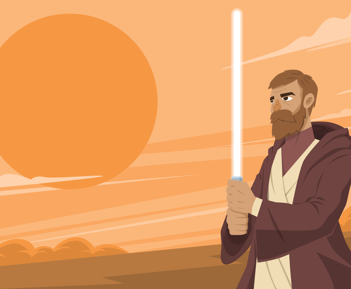 Old Men Holding Light Sword Background