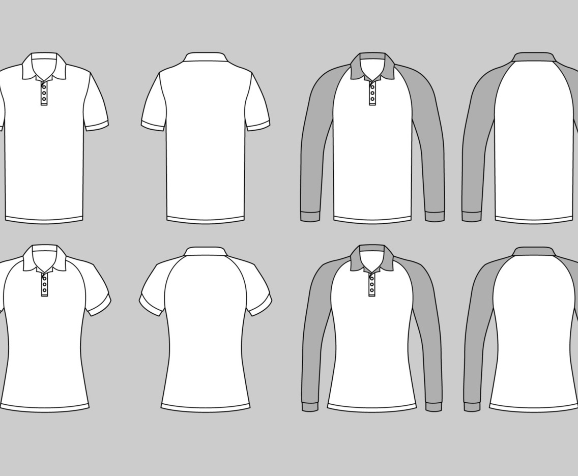 Men White Polo Shirt With Long And Short Sleeve Mock Up Template