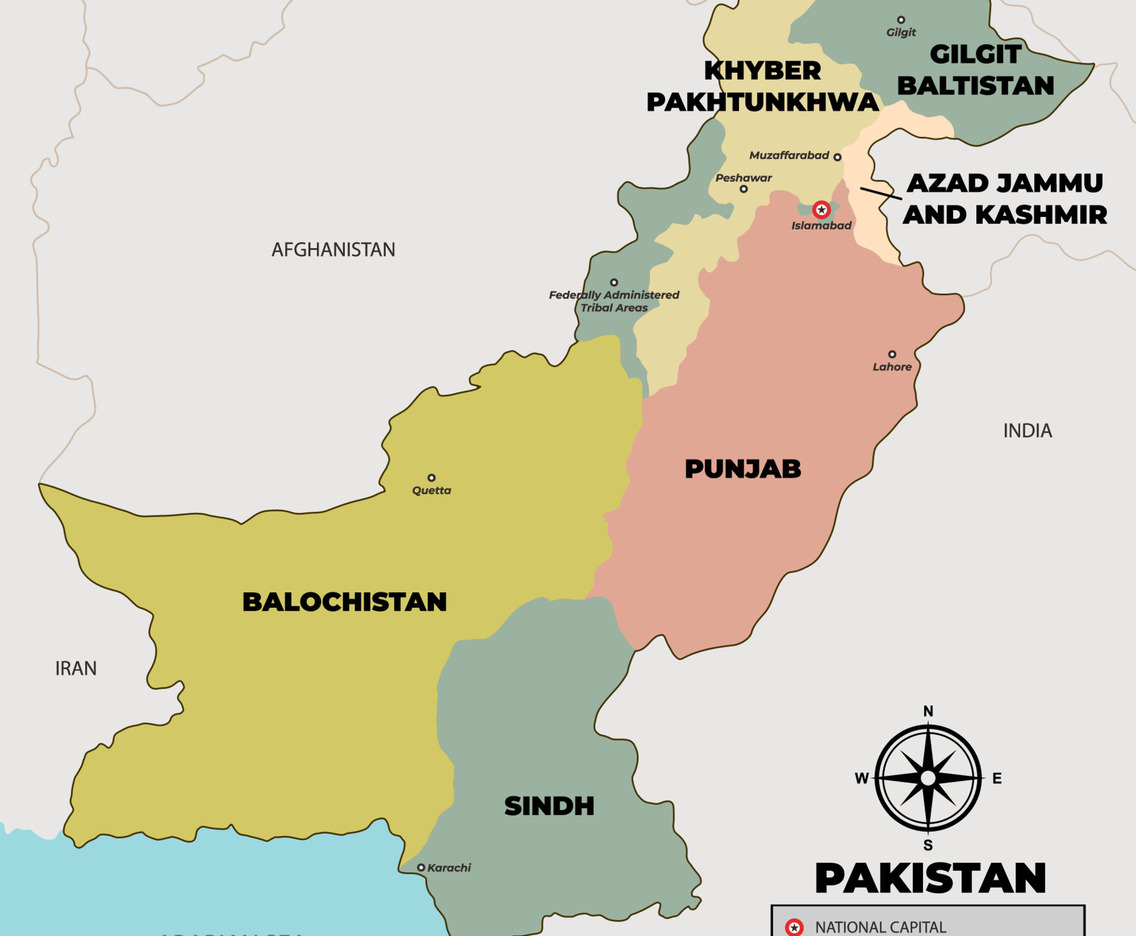 Pakistan Map With States Name