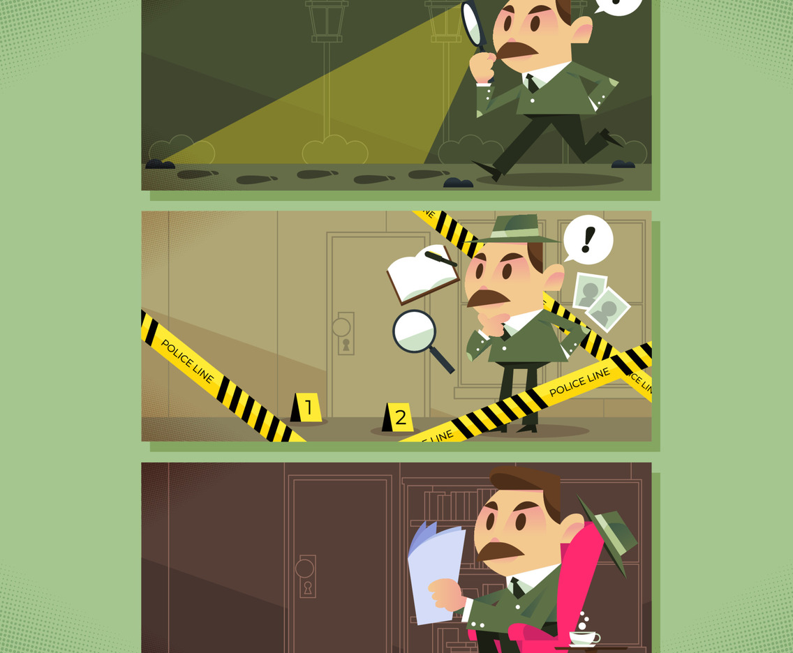 Detective And Their Activities To Uncover Cases Banner Set