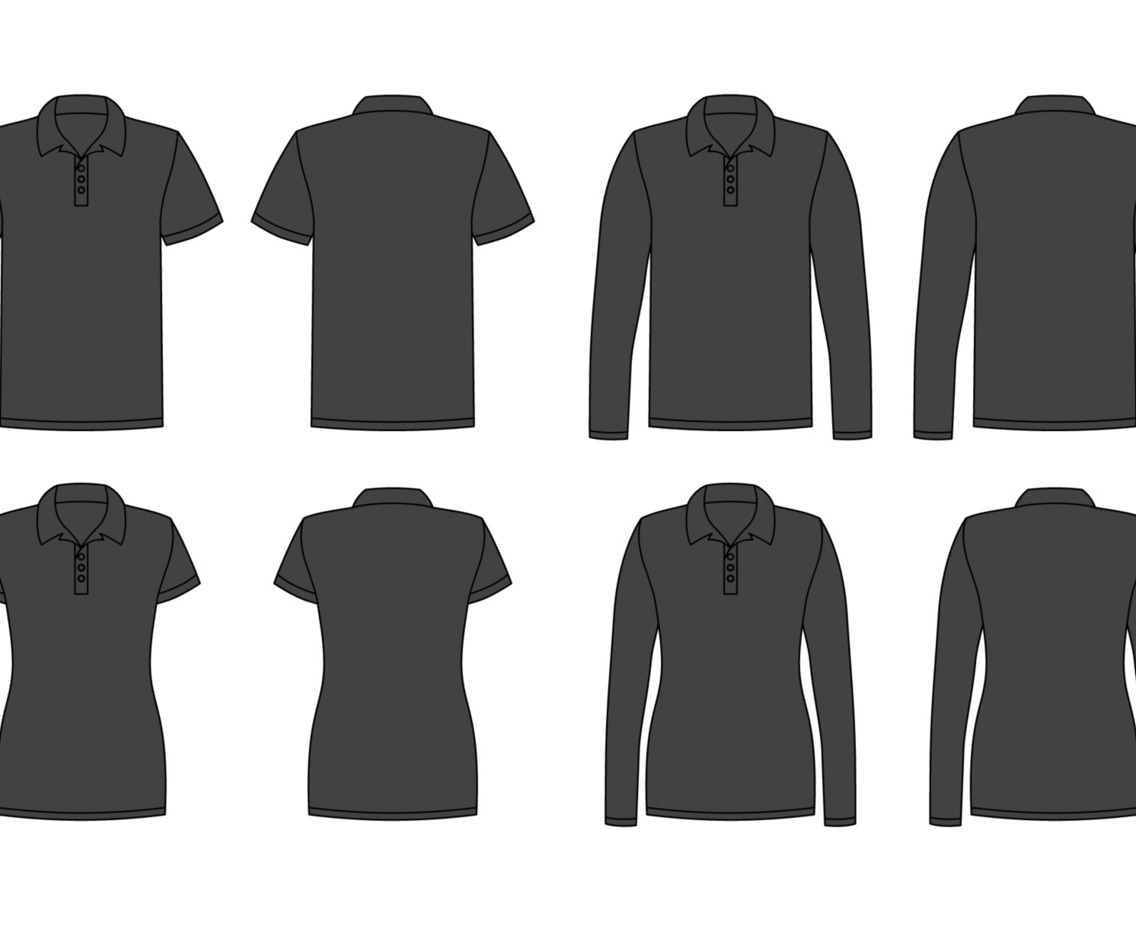 Men And Women Black Polo Shirt Mock Up Template