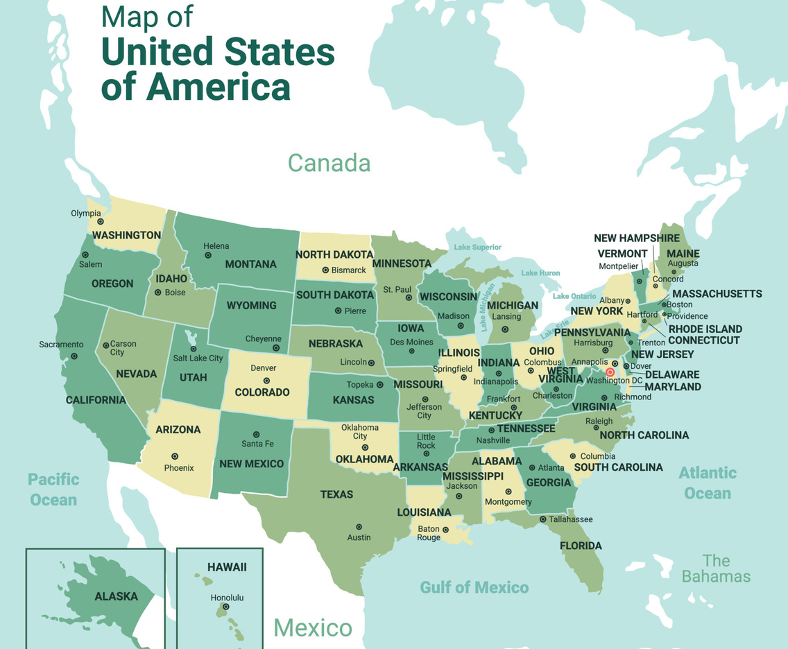 Map of United States of America