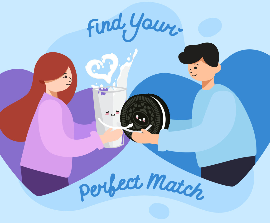 Cute Couple Holding Cookie and Milk Concept