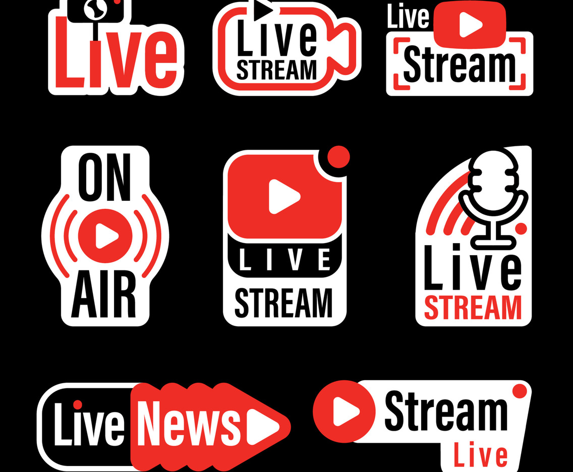 Live Stream Logo Icon Badge Set