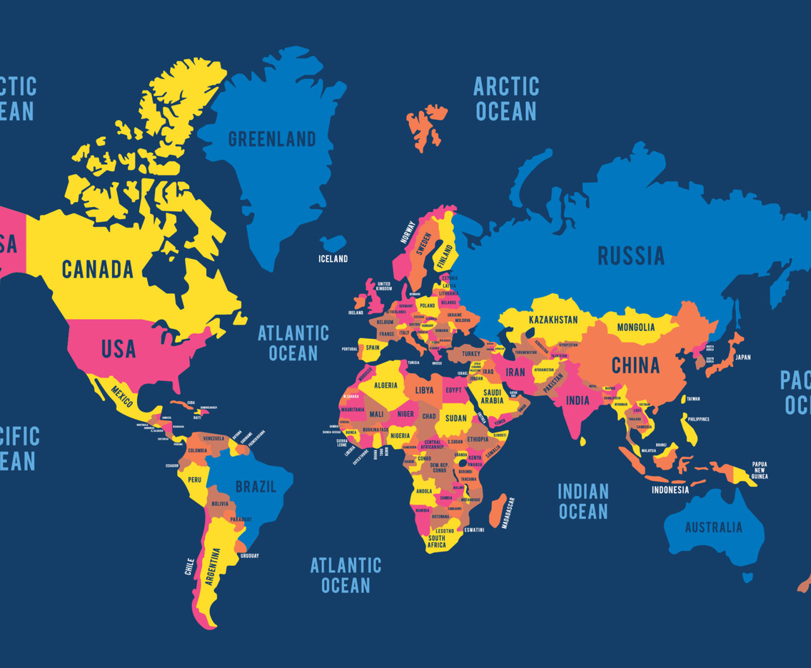 Detailed World Map With Country Names Vector Art Graphics Detailed World Map With Country Names Vector Art Graphics
