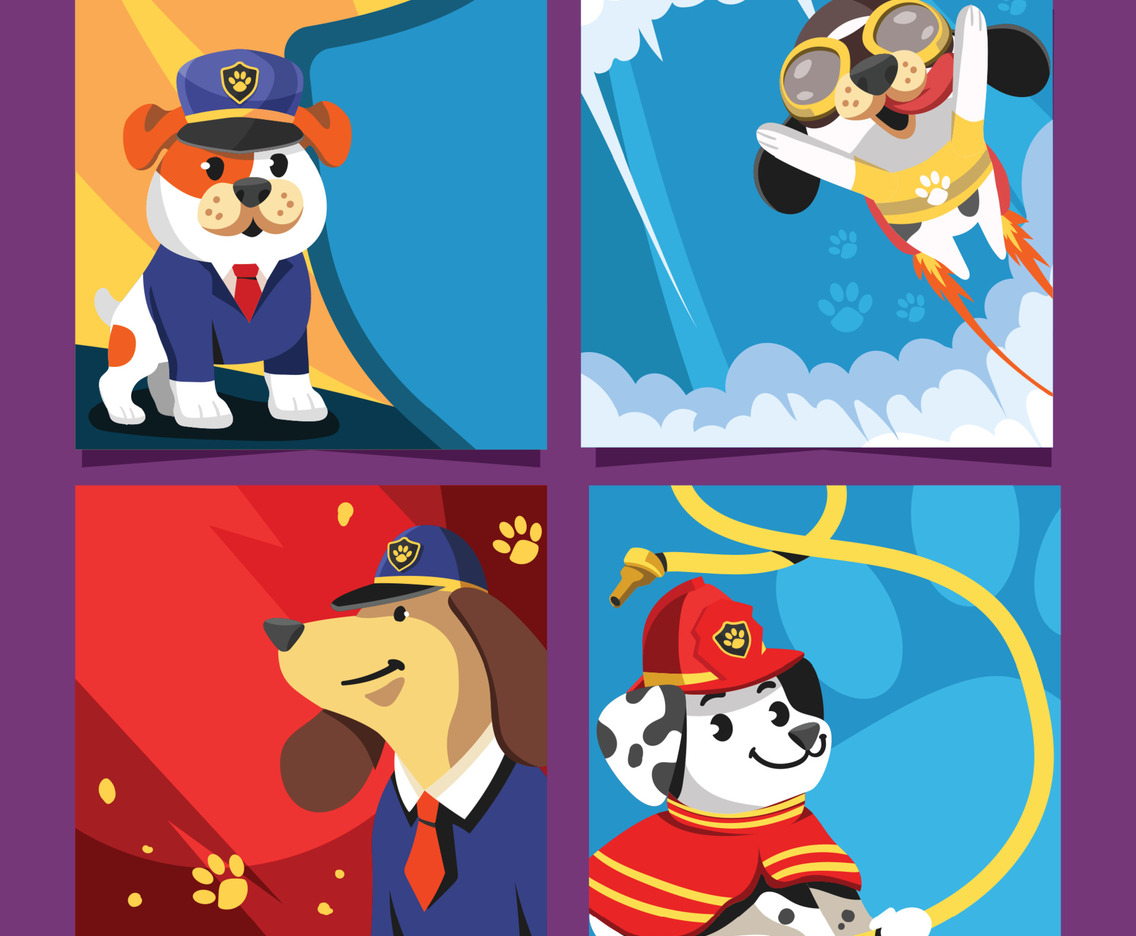 Cute Dog Animal Character Social Media Post Template