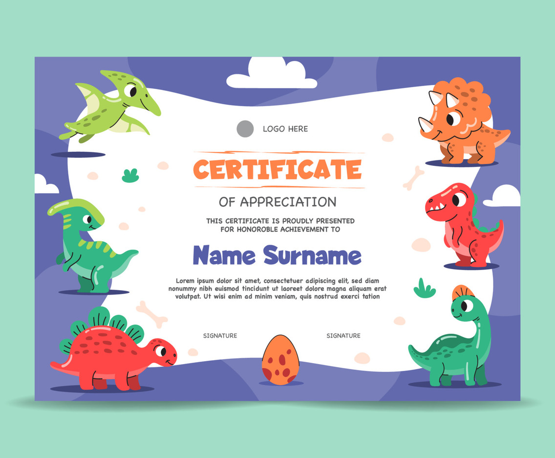 Fun Dinosaur Certificate Template
