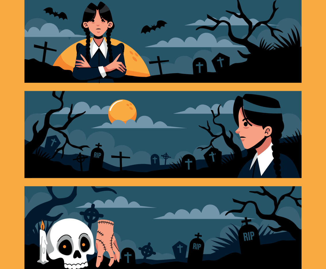 Gothic Girl in the Graveyard Banner Template