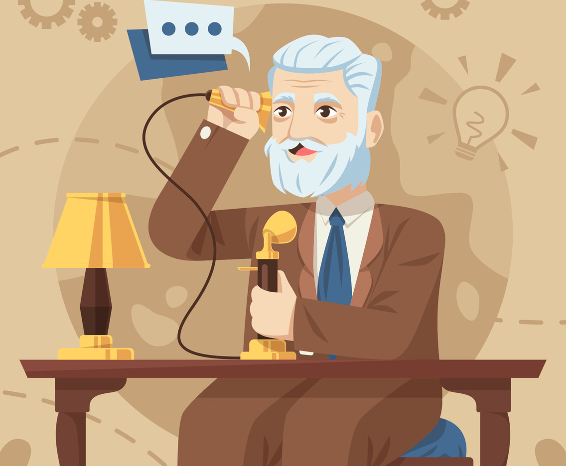 Alexander Graham Bell with His Telephone