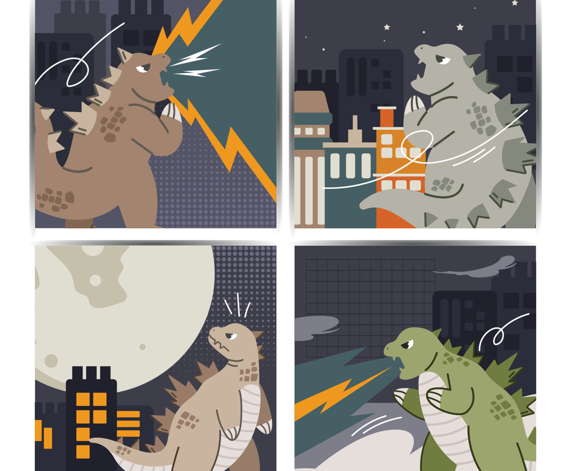 Monster Attacking City Social Media Template