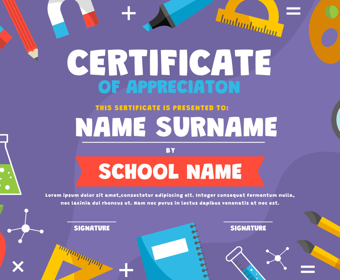 Children Certificate Of Appreciation Template