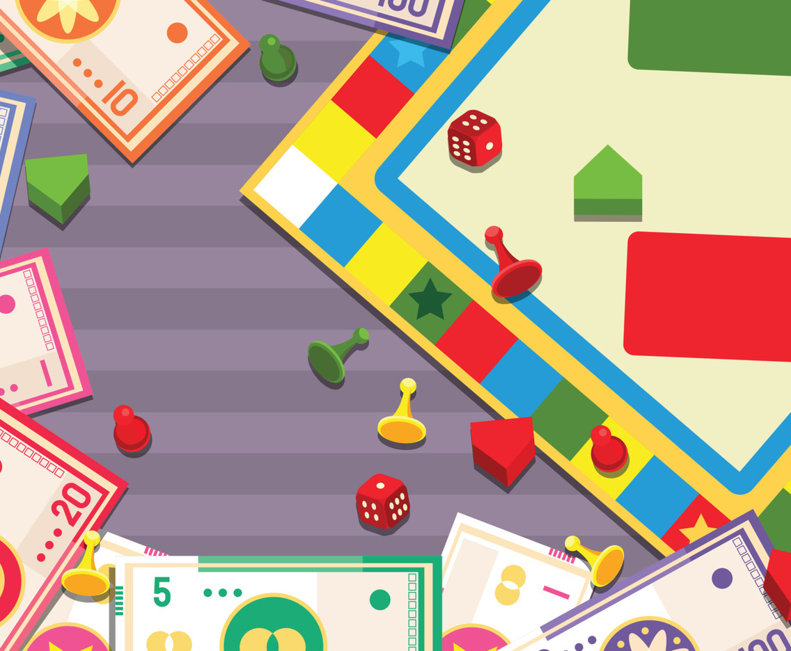 Board Game With Items Scattered in The Background