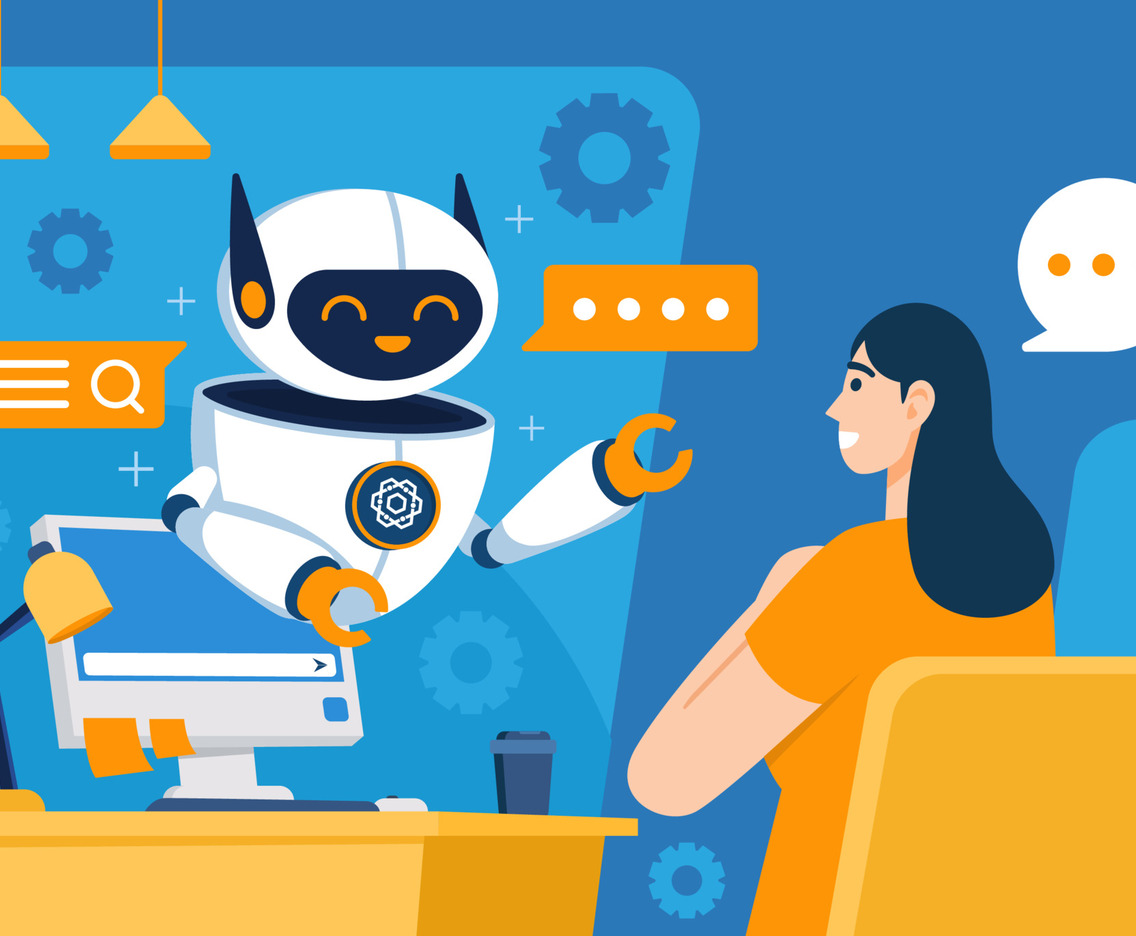 Woman with Artificial Intelligence Chat Bot Concept