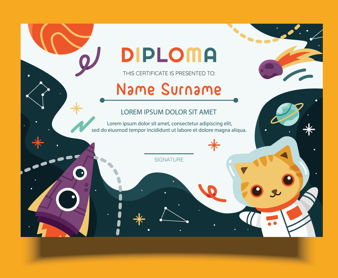 Children Certificate Template Design Vector Art &amp; Graphics | freevector.com