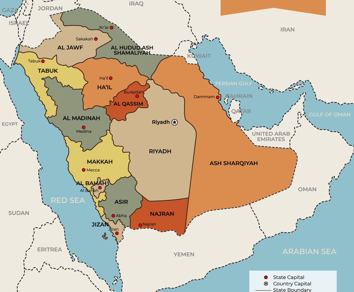 Map of Saudi Arabia