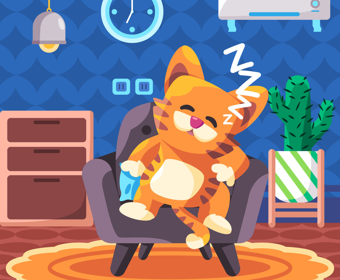 Cute Orange Cat Sleeping Indoor