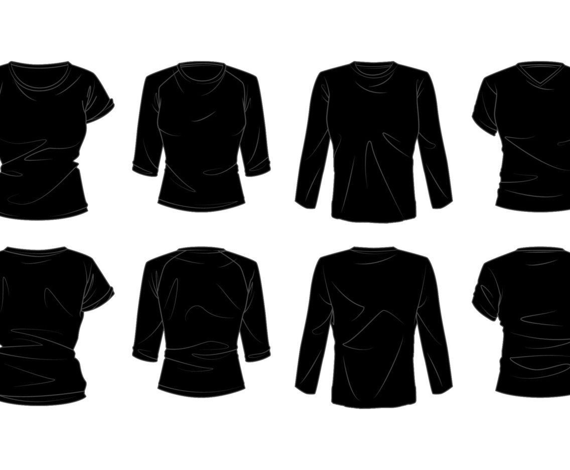 Black Female T-Shirt Front and Back Mock Up
