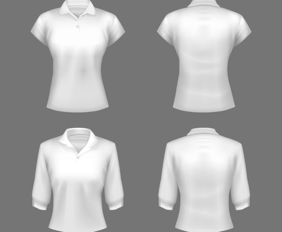 White Female 3D Polo T-shirt Front and Back Mock Up