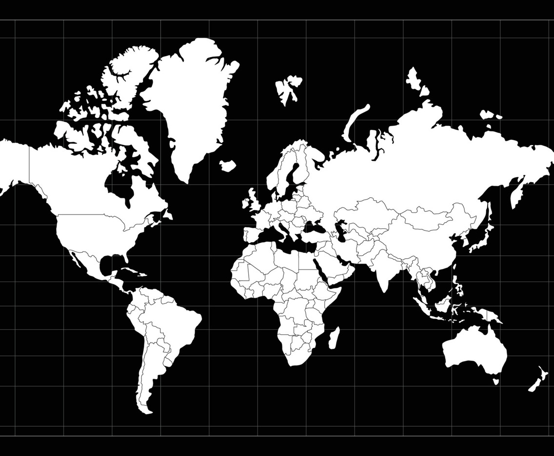 Black and White World Map