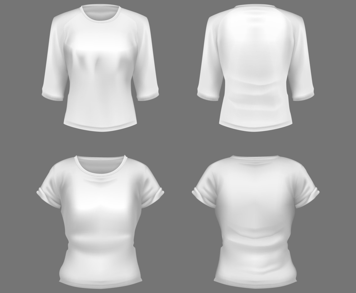 White Female 3D T-shirt Front and Back Mock Up