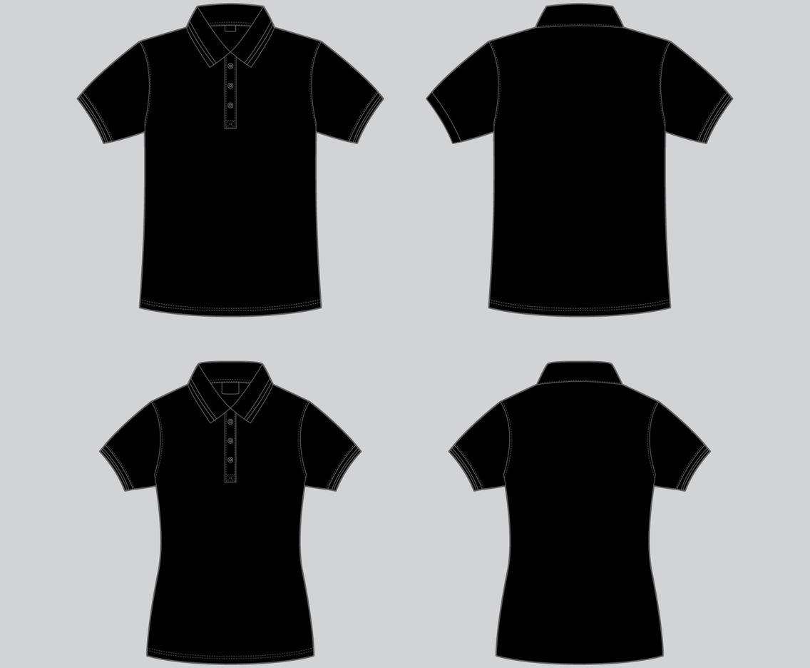 Flat Outline Polo Black Shirt