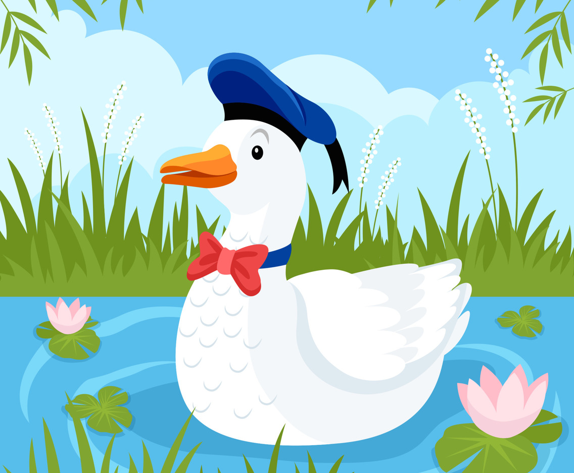 Sailor Duck Swims Happily