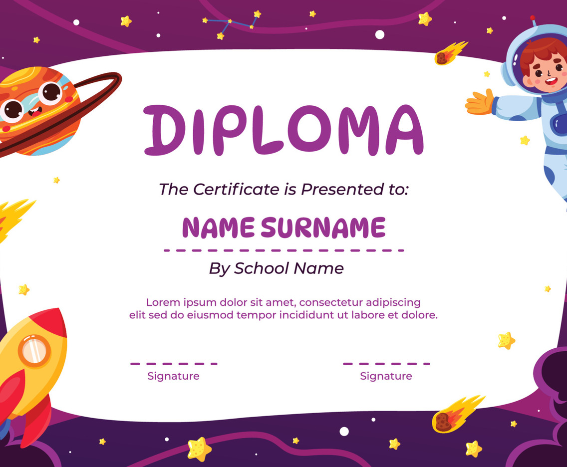Astronaut Children Certificate Background