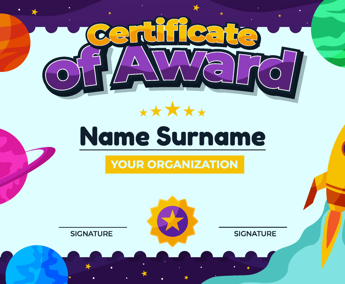 Certificate Fun Astronaut Background