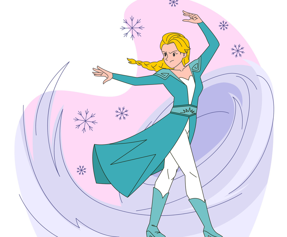 A Young Girl is Practicing Controlling the Ice Element